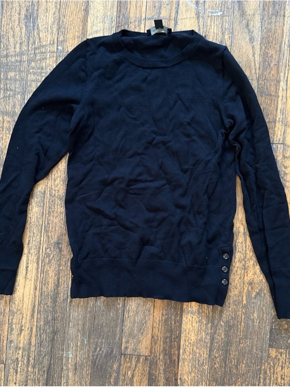 Ann Taylor Factory Black Long Sleeve Crewneck Sweater